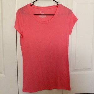 Women Scoop Neck Short Sleeve Pink Tee-Semi fit